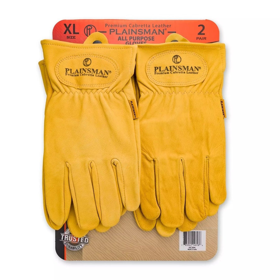 Plainsman Premium Cabretta Yellow Leather Gloves 2 Pairs (X-Large) Image 1