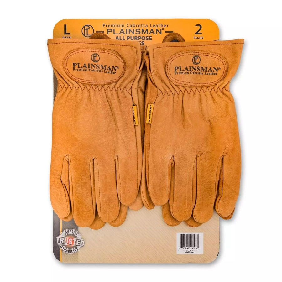 Plainsman Premium Cabretta Brown Leather Gloves 2 Pairs (Large) Image 1