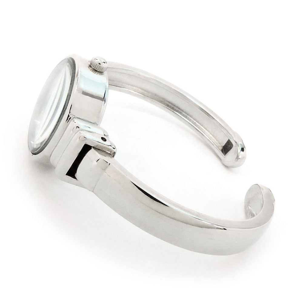 White Silver Metal Band Small Size Bangle Cuff Watch for Women Image 2