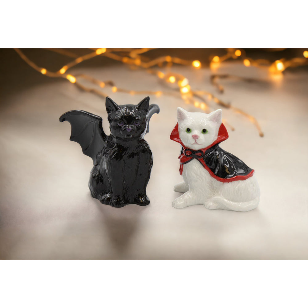 Ceramic Halloween Vampire Dracula Cat Salt and Pepper Shakers Gift Image 2