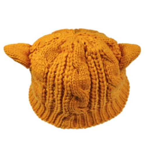 Hand Made 3D Cute Knitted Cat Ear Beanie Cap for Winter Image 1