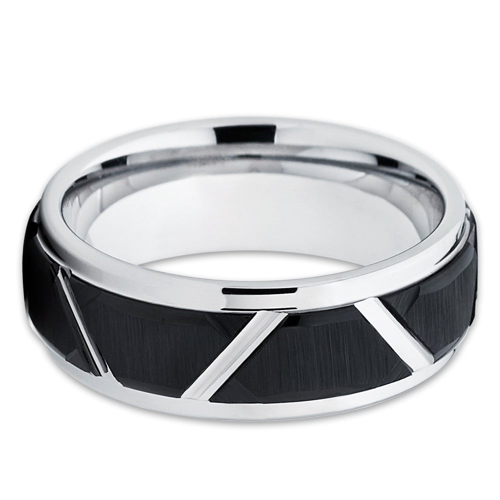 Tungsten Carbide Black Wedding Band 8mm Mens Comfort Fit Ring Sizes 7-12 Image 2