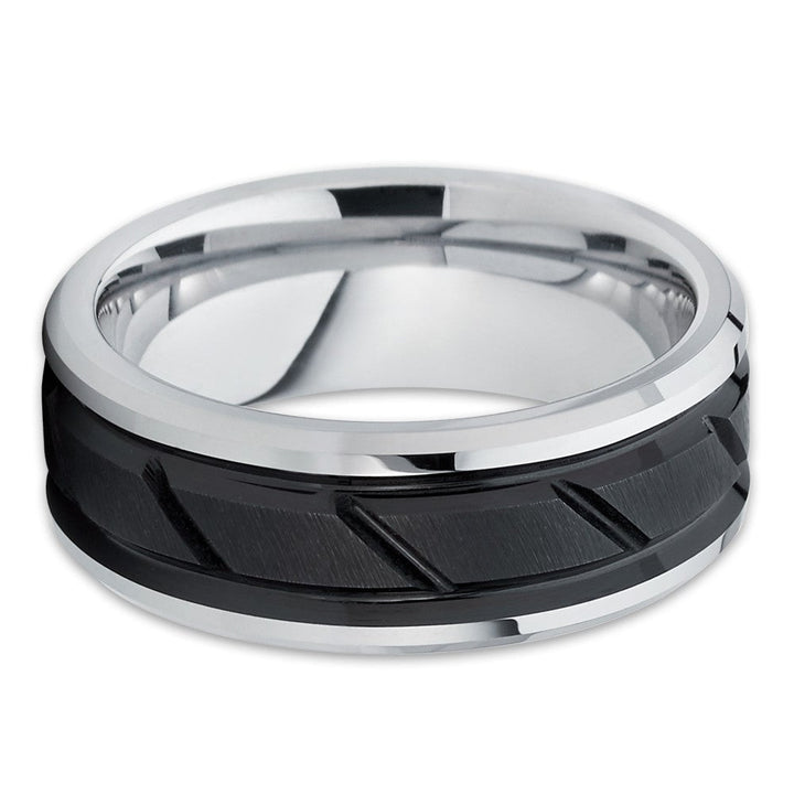 8mm Black Silver Tungsten Wedding Ring Engagement Comfort Fit Cobalt Free Image 2