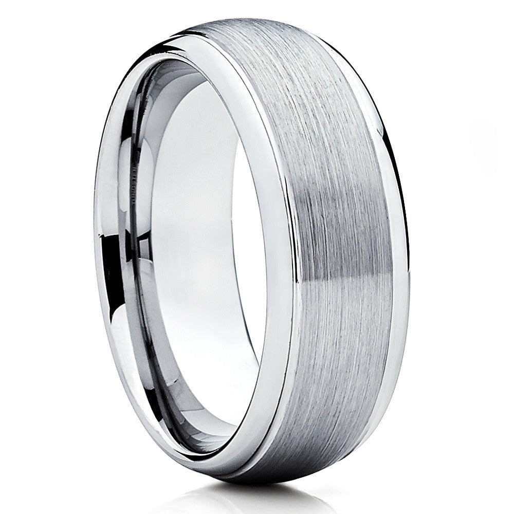 8mm Silver Tungsten Carbide Wedding Ring Scratch Resistant Comfort Fit Cobalt Free Image 1