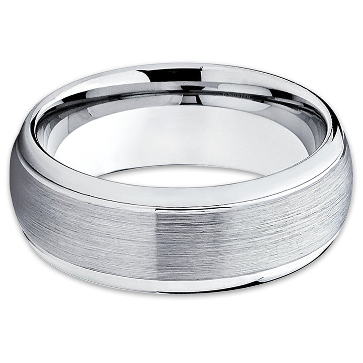 8mm Silver Tungsten Carbide Wedding Ring Scratch Resistant Comfort Fit Cobalt Free Image 2