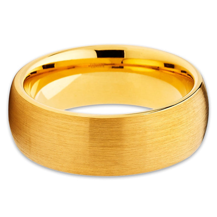 8mm Yellow Gold Tungsten Wedding Ring Comfort Fit Anniversary Band Sizes 7-15 Image 2