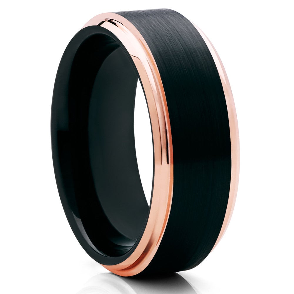 Black Tungsten Carbide Wedding Ring 8mm Comfort Fit Anniversary Engagement Ring Image 1