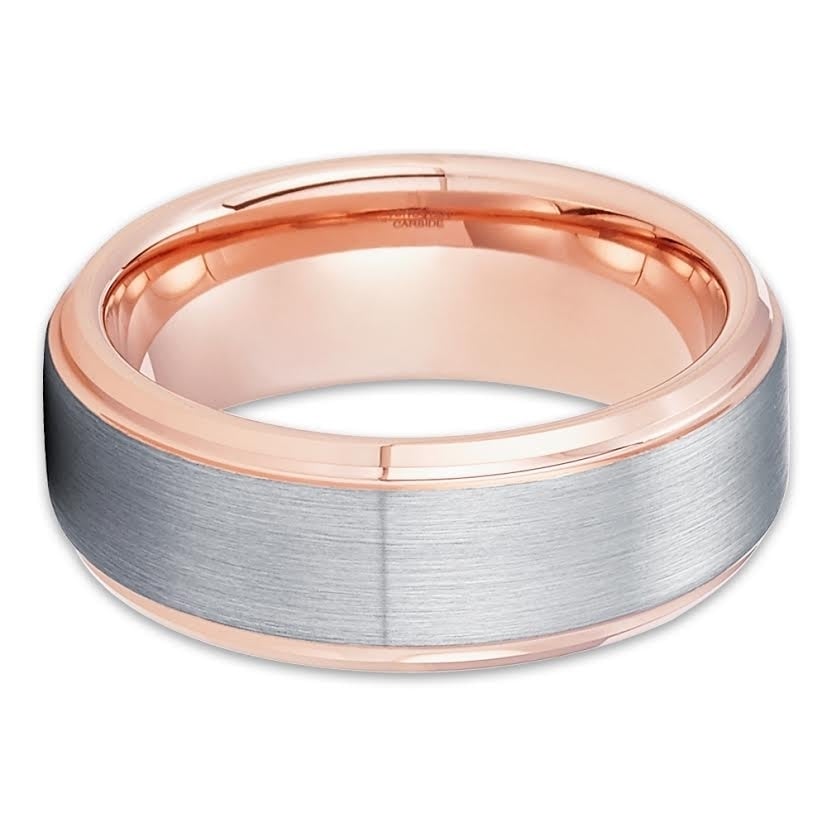 Tungsten Carbide 8mm Rose Gold Wedding Ring Engagement Band Comfort Fit Cobalt Free Image 2