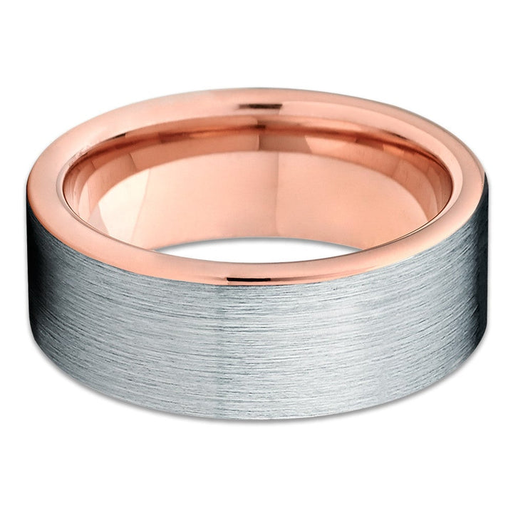 Tungsten Carbide Wedding Ring 8mm Rose Gold Silver Comfort Fit Scratch Resistant Image 2