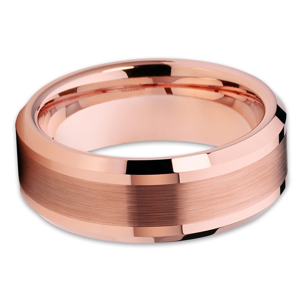 8mm Rose Gold Tungsten Carbide Wedding Engagement Ring Comfort Fit Cobalt Free Image 2