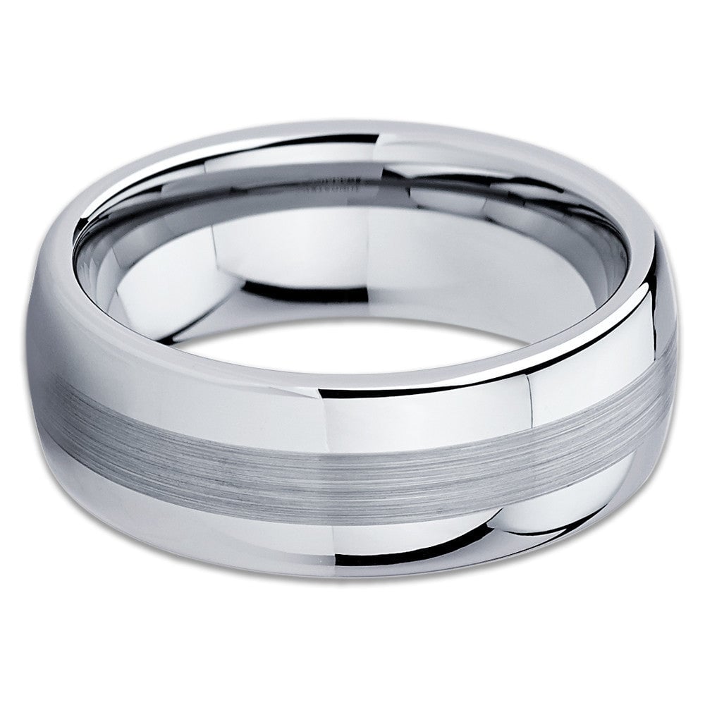 Tungsten Carbide Wedding Ring 8mm Silver Comfort Fit Scratch Resistant Size 7-15 Image 2