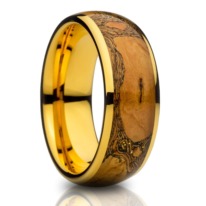 Cork Inlay Yellow Gold Tungsten Wedding Ring 8mm Comfort Fit Size 7-15 Image 1