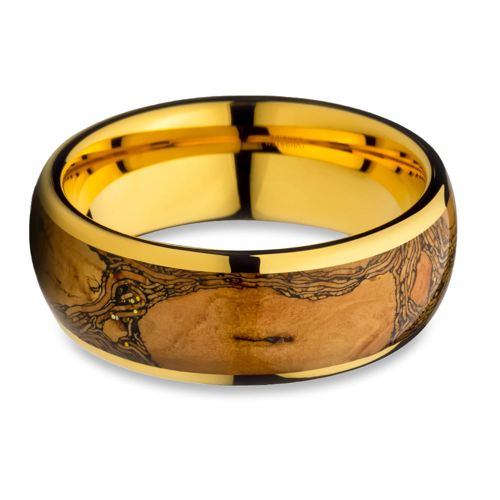 Cork Inlay Yellow Gold Tungsten Wedding Ring 8mm Comfort Fit Size 7-15 Image 2