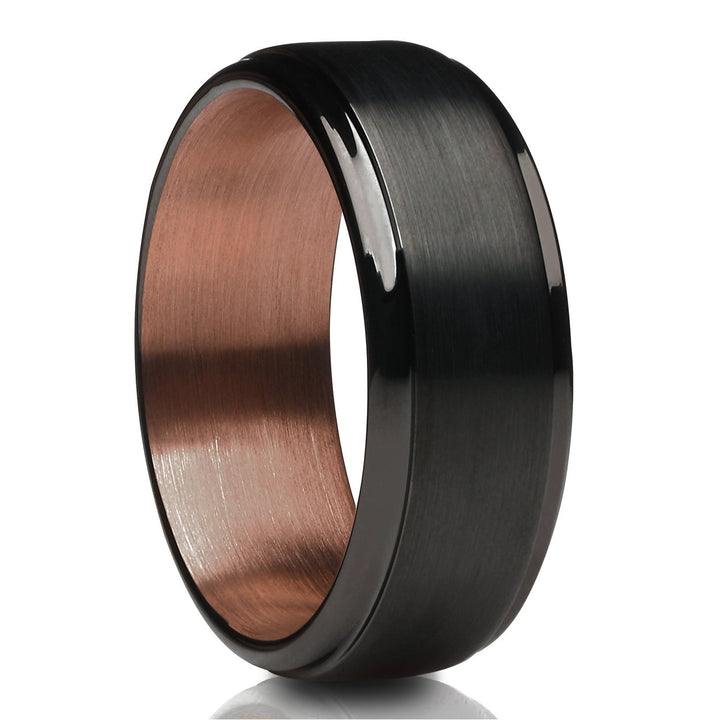 Black Tungsten Wedding Ring 8mm Espresso Comfort Fit Tungsten Carbide Ring Image 1