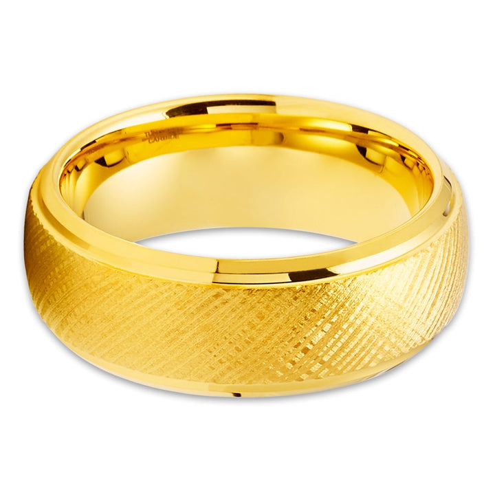 Yellow Gold Tungsten Carbide Ring 8mm Wedding Engagement Anniversary Comfort Fit Image 2