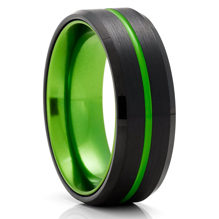 Green Black Tungsten Carbide Wedding Ring 8mm Comfort Fit Size 5-13 Lifetime Image 1