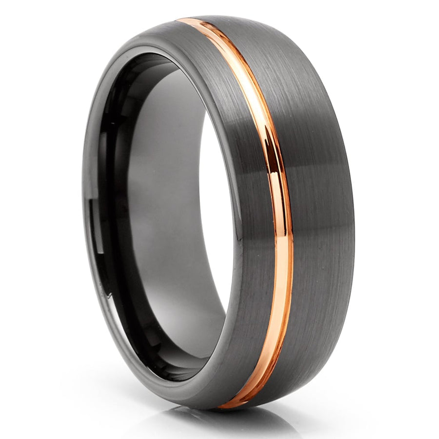 Gunmetal Rose Gold Tungsten Wedding Ring 8mm Comfort Fit Cobalt Free Size 6-13 Image 1