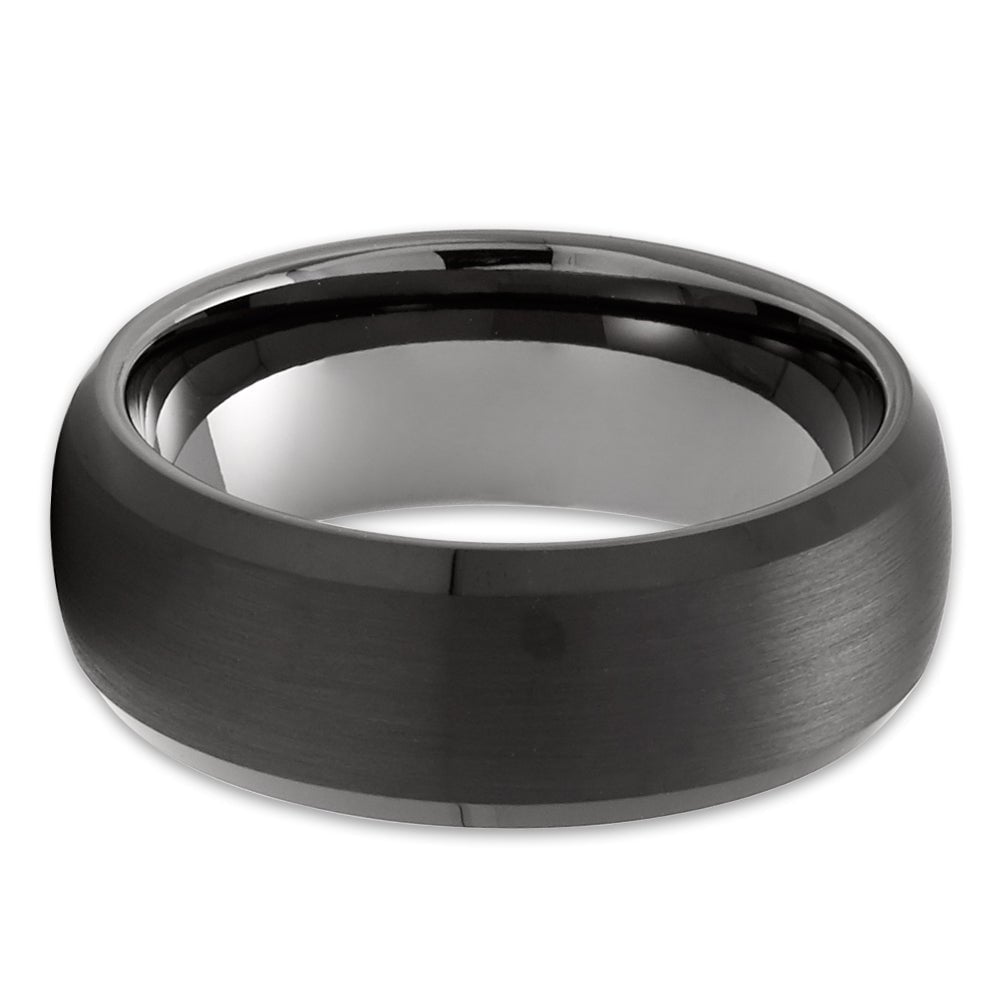 Gunmetal Black Tungsten Wedding Ring 8mm Comfort Fit Dome Tungsten Carbide Band Image 2