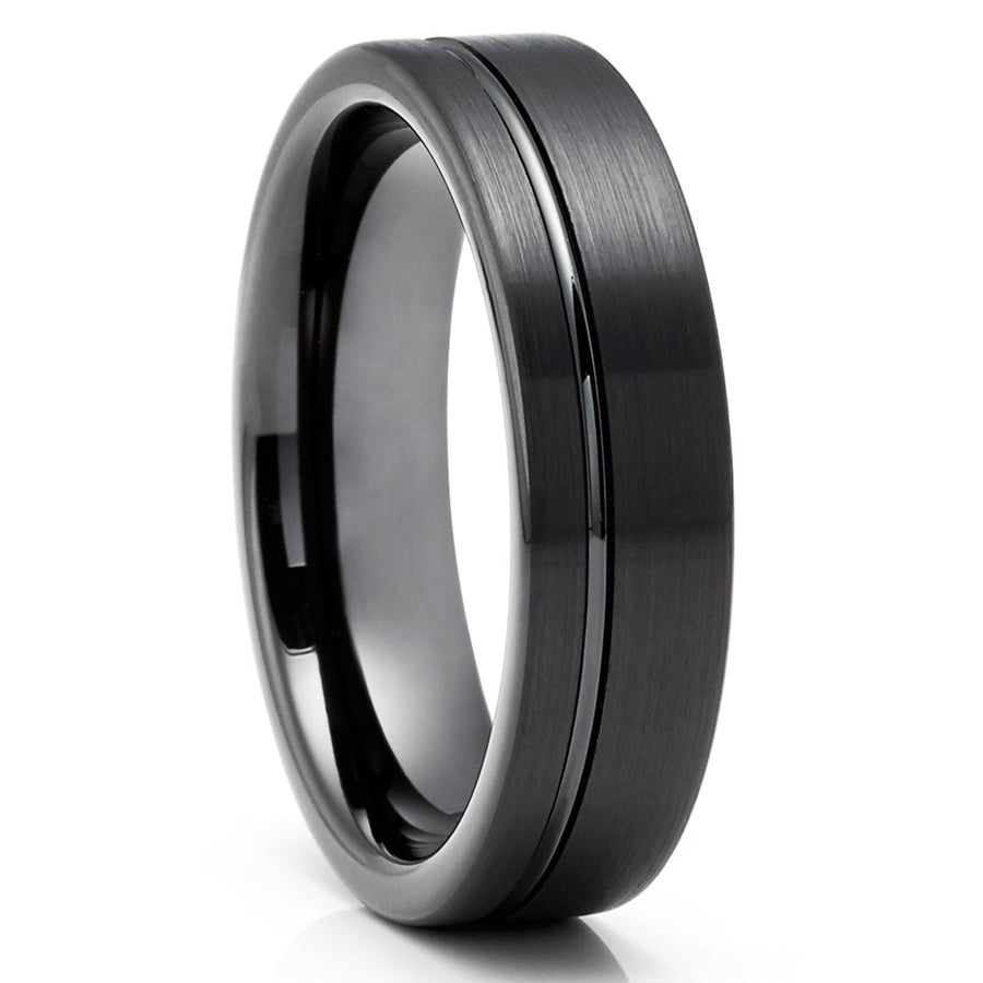 Black Tungsten Carbide Wedding Ring 6mm Comfort Fit Hypoallergenic Free Box Image 1