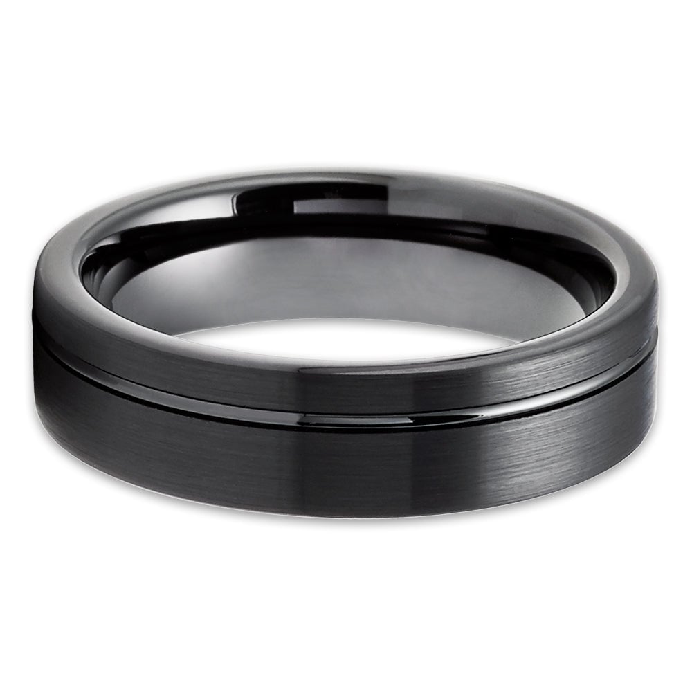 Black Tungsten Carbide Wedding Ring 6mm Comfort Fit Hypoallergenic Free Box Image 2