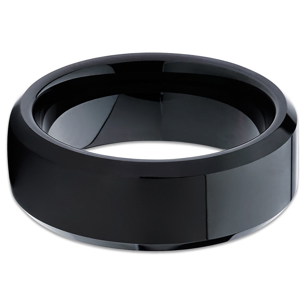 Black Tungsten Carbide 8mm Wedding Ring Comfort Fit Anniversary Engagement Ring Image 2