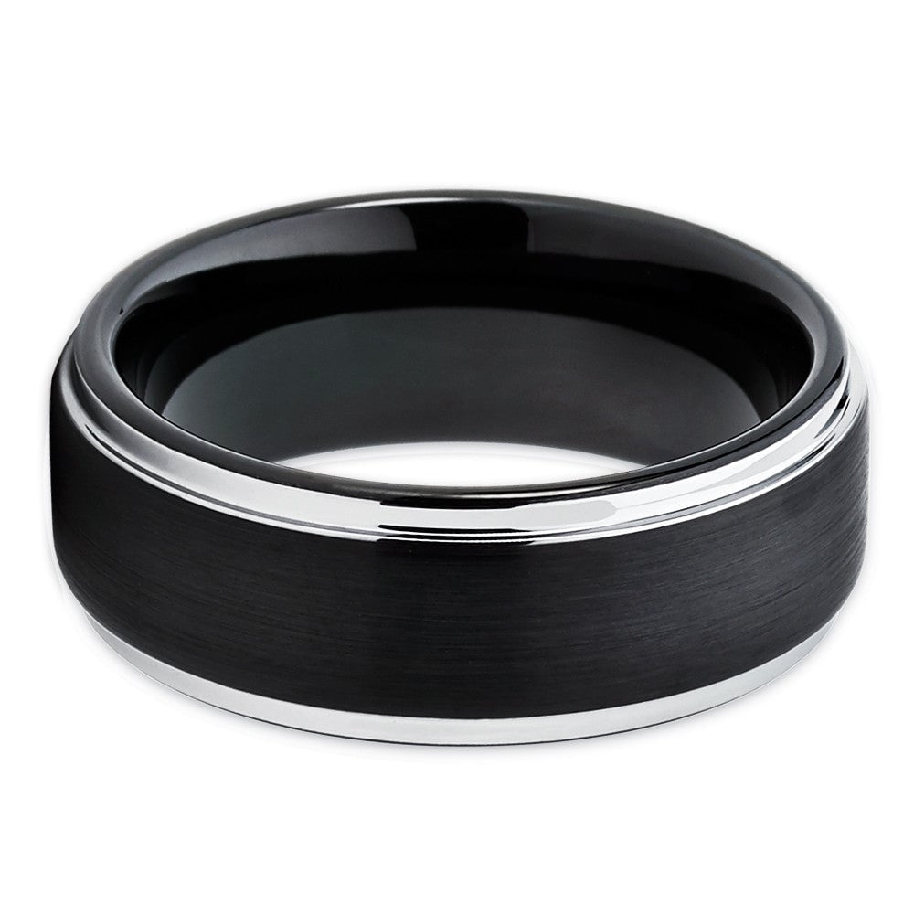 Black Tungsten Carbide Ring 8mm Comfort Fit Anniversary Wedding Ring Sizes 7-15 Image 2