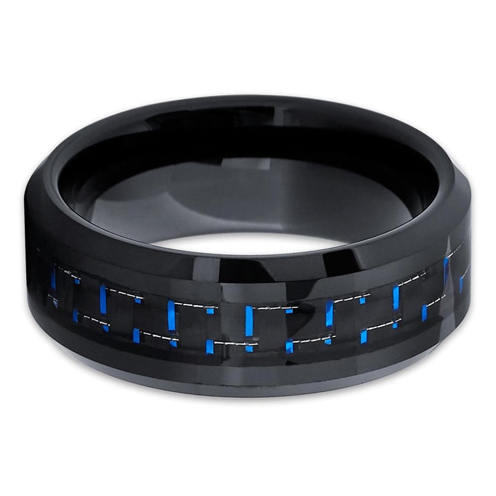 Black Tungsten Carbide Ring 8mm Carbon Fiber Inlay Wedding Band Cobalt Free Image 2