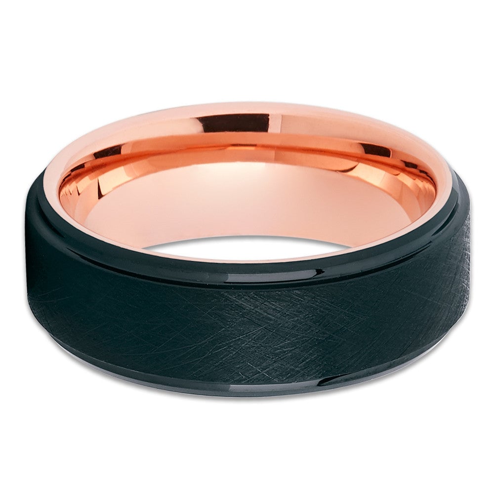 Black Rose Gold Tungsten Carbide Ring 8mm Engagement Ring Comfort Fit Size 5-13 Image 2