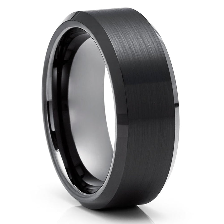 Black Tungsten Wedding Ring 8mm Comfort Fit Gunmetal Cobalt-Free Carbide Image 1