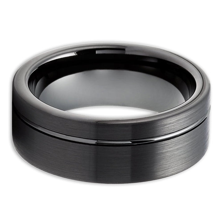 Black Tungsten Wedding Ring 8mm Comfort Fit Cobalt Free Hypoallergenic Mens Ring Image 2