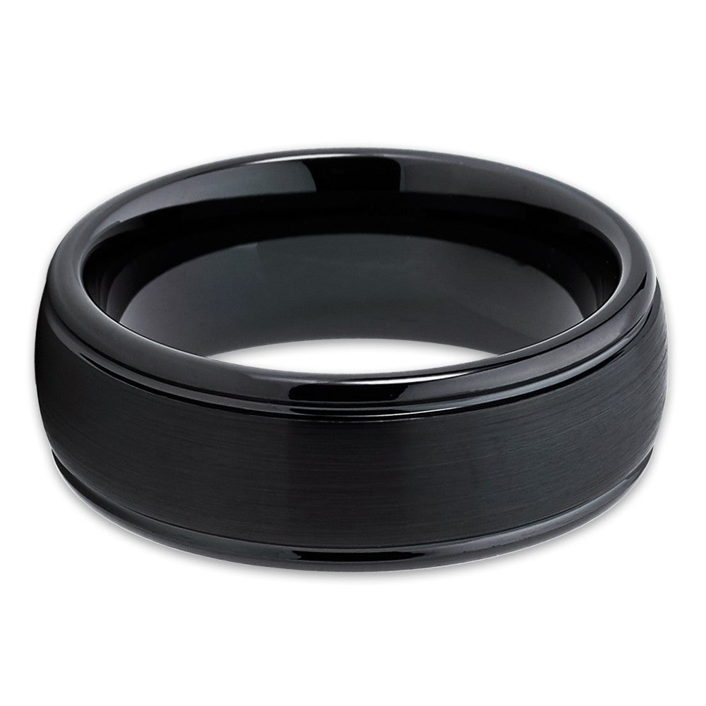 Black Tungsten Carbide Wedding Ring 8mm Mens Comfort Fit Band Sizes 7-15 Image 2