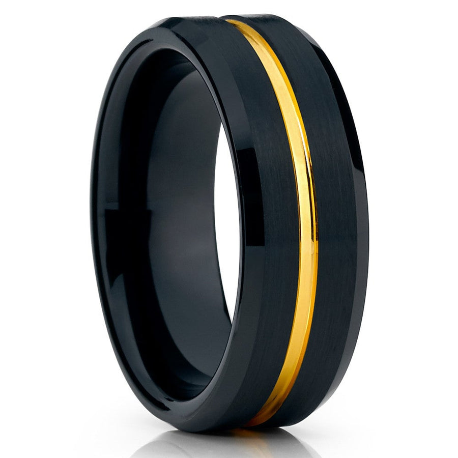 Black Tungsten Wedding Ring 8mm Comfort Fit Anniversary Engagement Cobalt Free Image 1