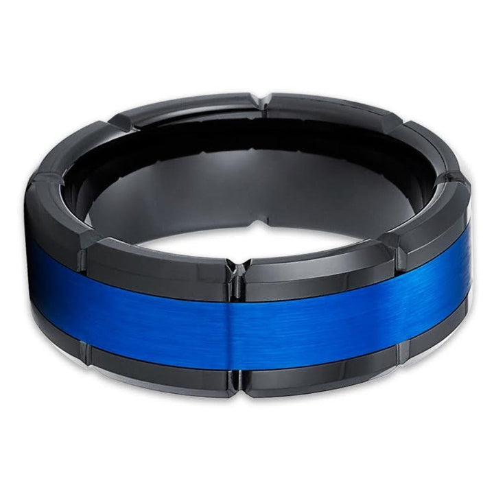 Blue Black Tungsten Wedding Ring 8mm Comfort Fit Cobalt Free Jewelry Size 7-15 Image 2