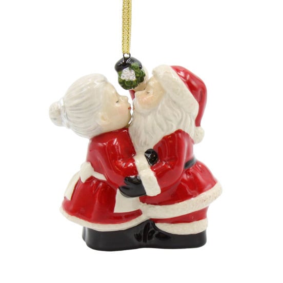 Santa Mrs Claus Kissing Ornament 3 inch Holiday Decor Image 3