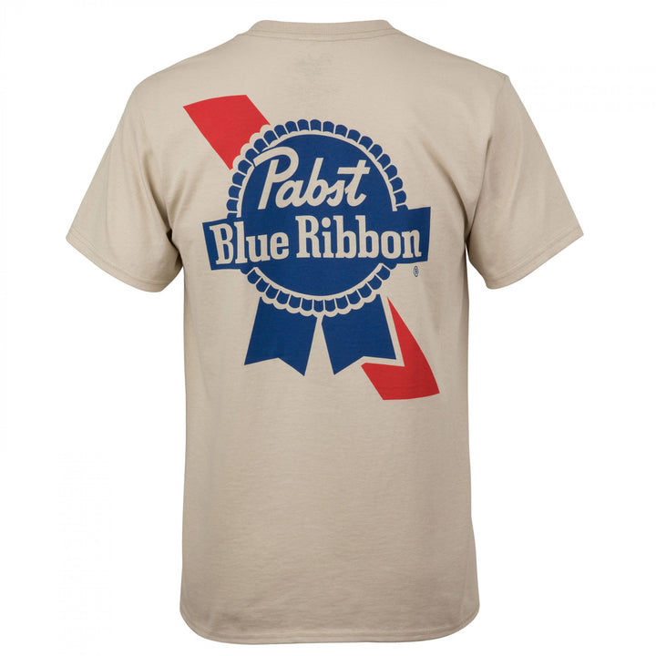 Pabst Blue Ribbon Distressed Logo Front and Back Print T-Shirt Image 3