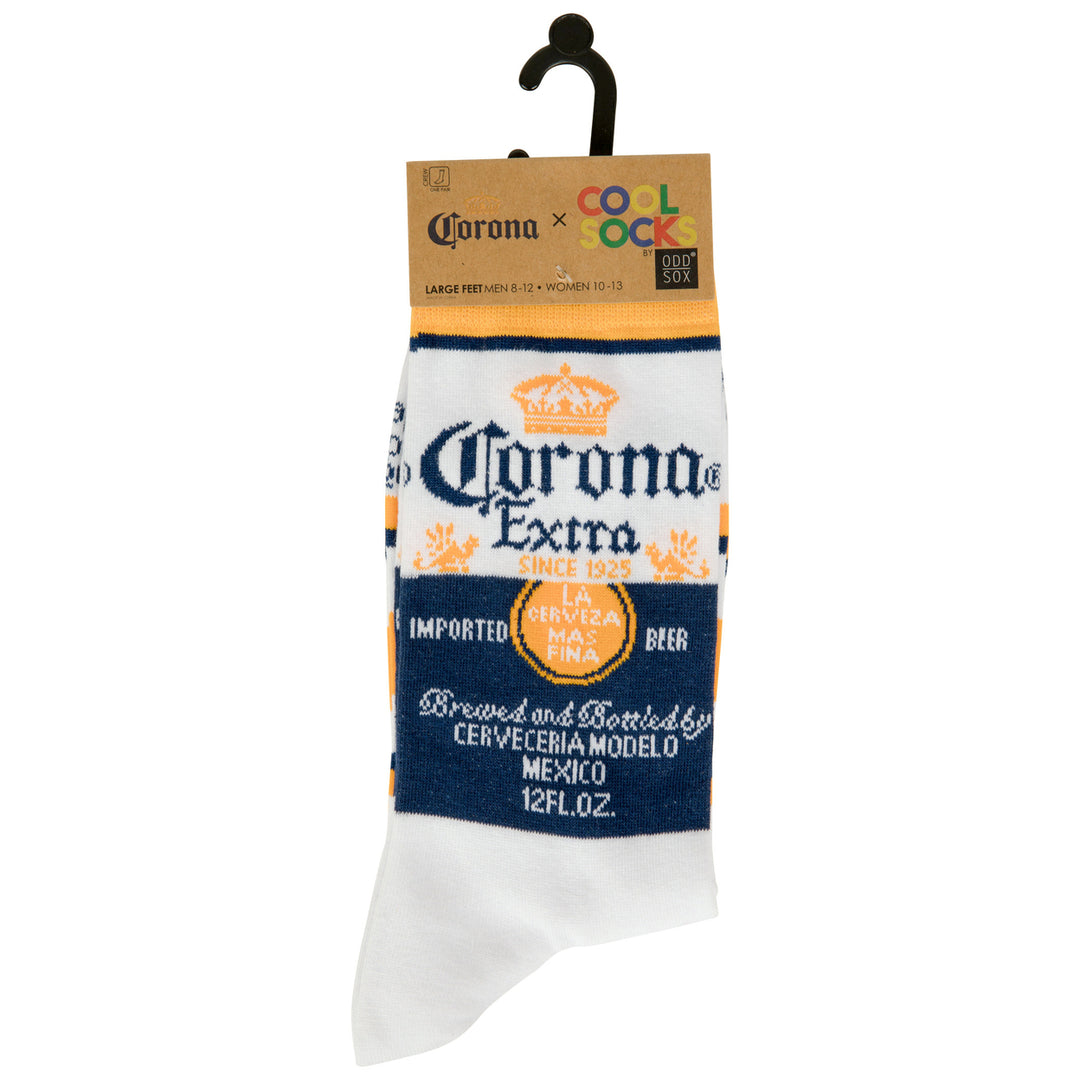 Corona Extra Bottle Label Crew Socks Image 3