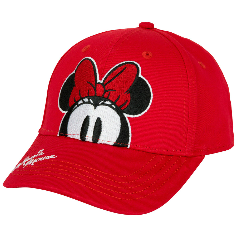 Minnie Mouse Peeking Red Colorway Youth Cap Image 1