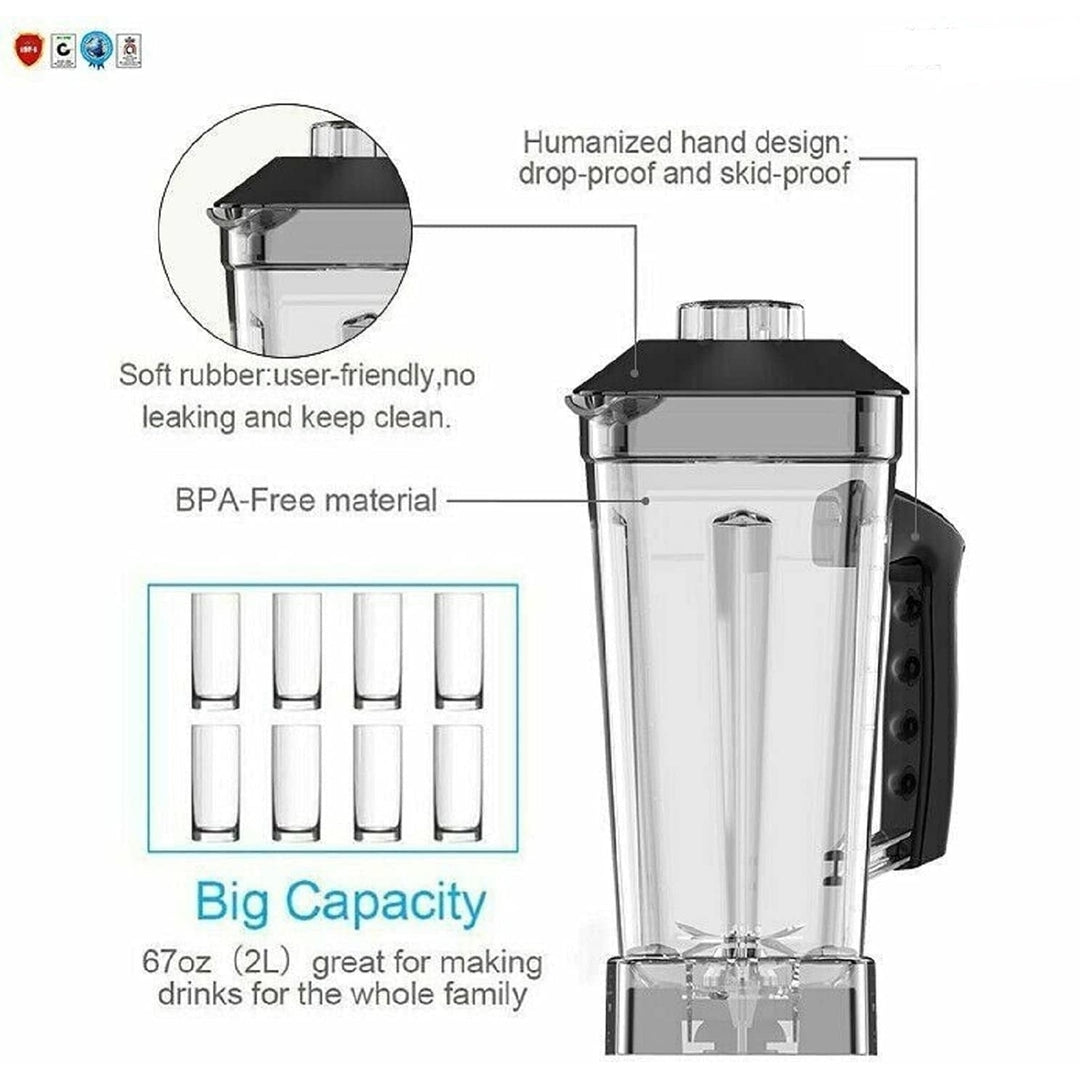 Professional Blender Electric Blenders Countertop Soup Smoothie Shake Mixer Food Blend Grind 2000Watt Image 2