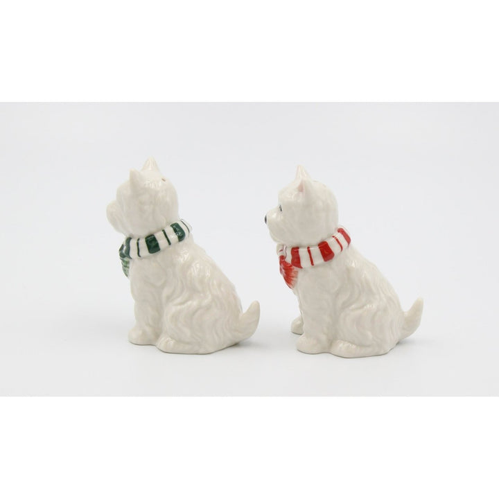 Ceramic Westie Dog Salt and Pepper Shaker Set Christmas Kitchen Gift Image 4