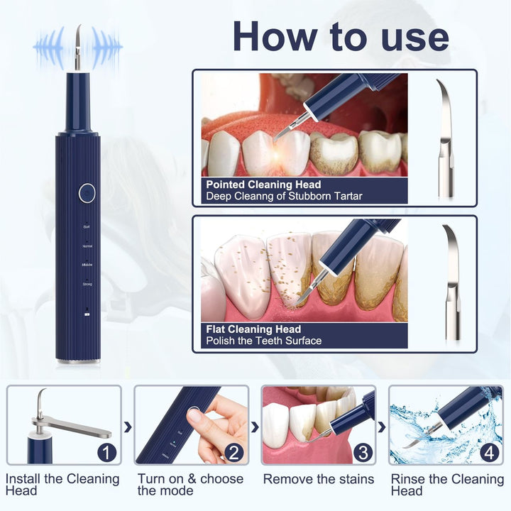 Ultrasonic Dental Calculus Remover Teeth Cleaning Kit Portable Professional Plaque Tartar Remover with 4 Modes and Image 3