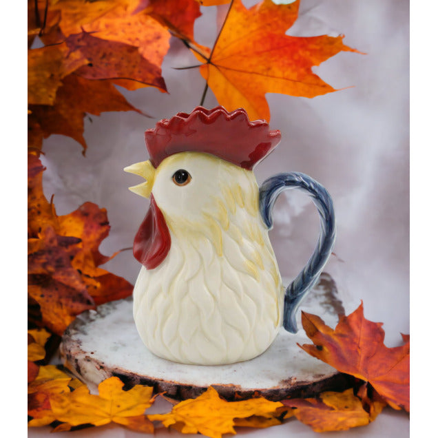 Hand Painted Ceramic Rooster Pitcher 24 Oz Image 1