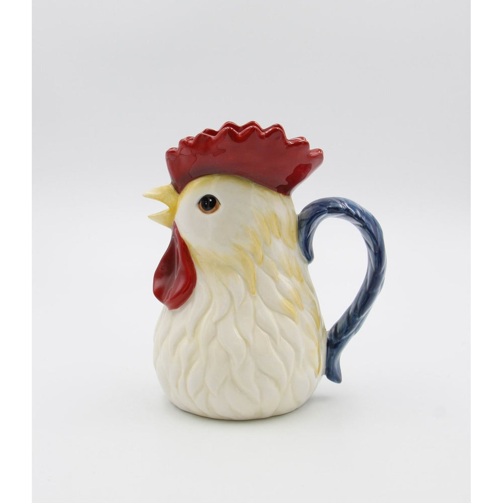 Hand Painted Ceramic Rooster Pitcher 24 Oz Image 2