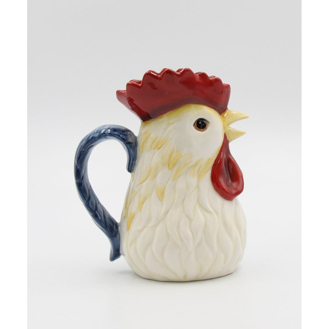 Hand Painted Ceramic Rooster Pitcher 24 Oz Image 3