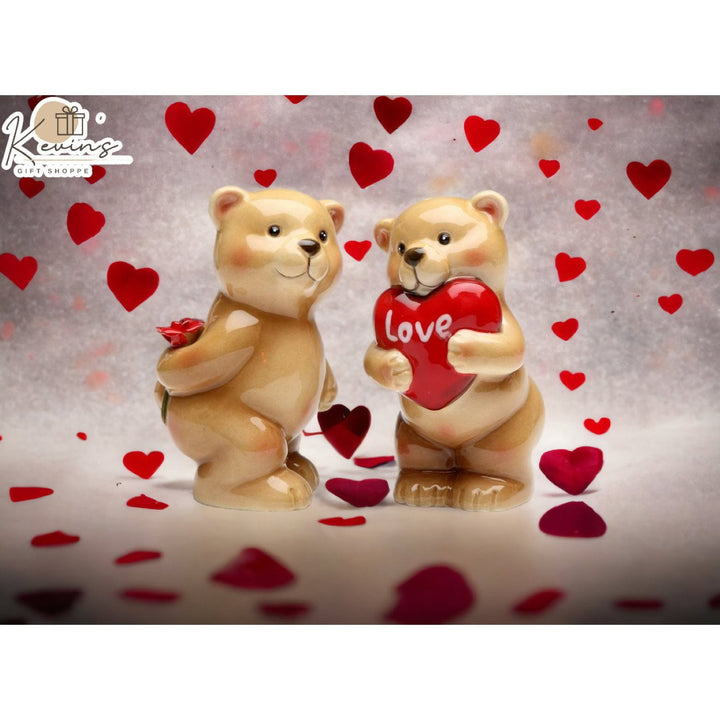 Ceramic Teddy Bear Salt and Pepper Shakers Valentines Day Gift Image 1