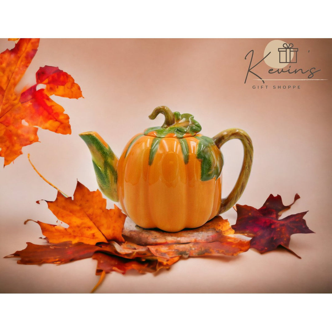 Ceramic Pumpkin Teapot 26oz Hand Painted Perfect Gift for Pumpkin Lovers Image 1