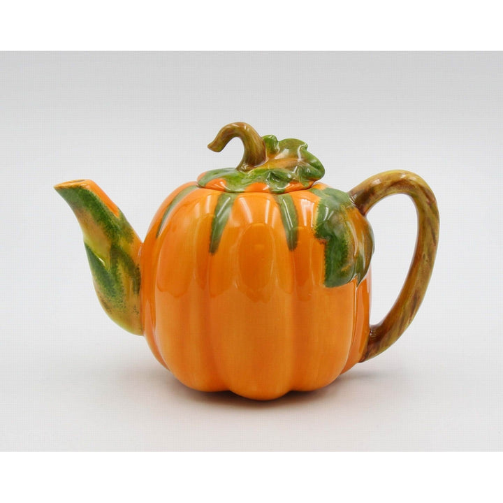 Ceramic Pumpkin Teapot 26oz Hand Painted Perfect Gift for Pumpkin Lovers Image 2