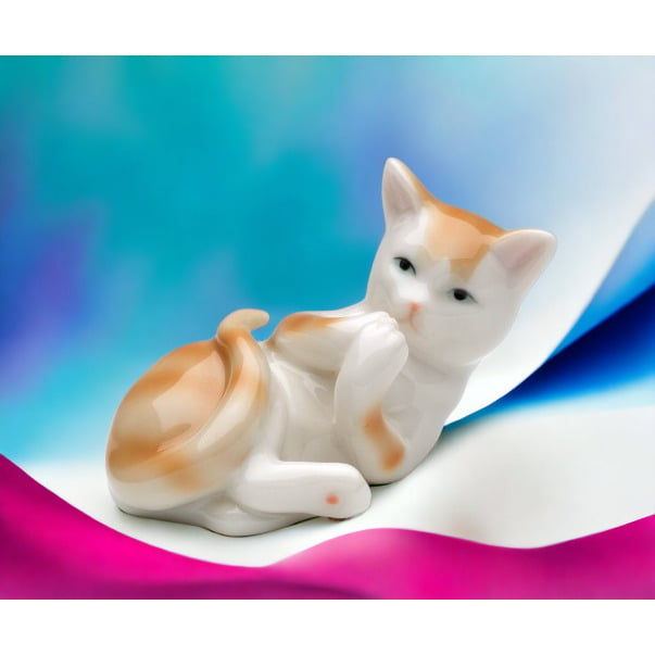 Ceramic Cat Figurine 3" Gift for Cat Lovers Mom Daughter Image 2