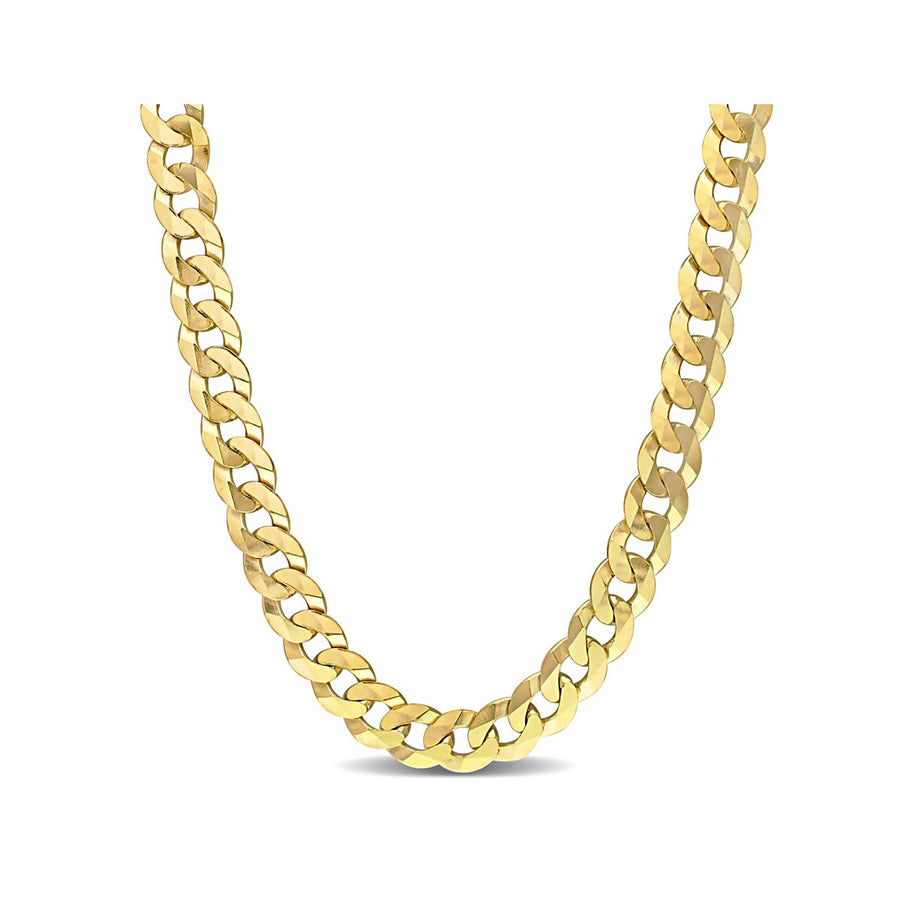 Yellow Plated Sterling Silver Curb Chain Necklace with Lobster Clasp (24 inches 10mm) Image 1
