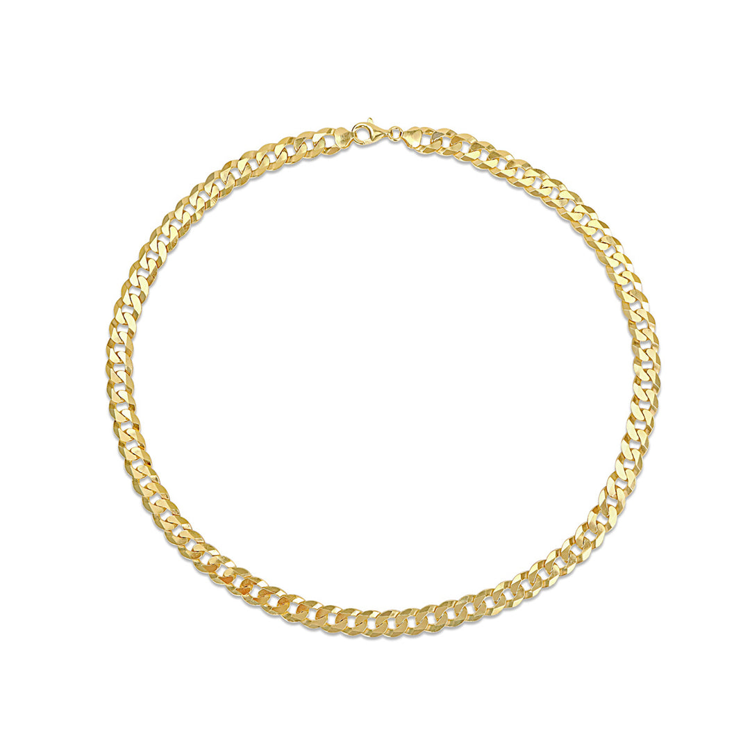 Yellow Plated Sterling Silver Curb Chain Necklace with Lobster Clasp (24 inches 10mm) Image 3