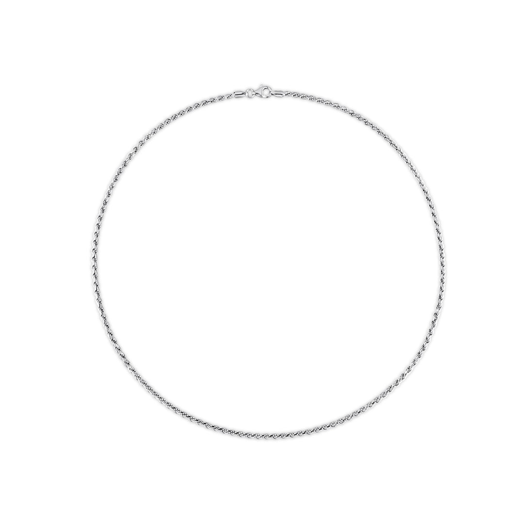 Sterling Silver Rope Chain Necklace with Lobster Clasp (18 inches 2.2mm) Image 4